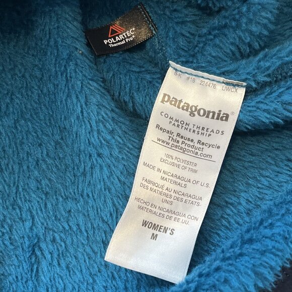 Women's Patagonia Snap T Fleece Jacket SZ Medium Blue Sweater Pullover Logo - Picture 7 of 11